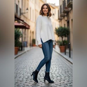 Aquatalia Black Calf Hair & Patent Ankle Boots Size 8